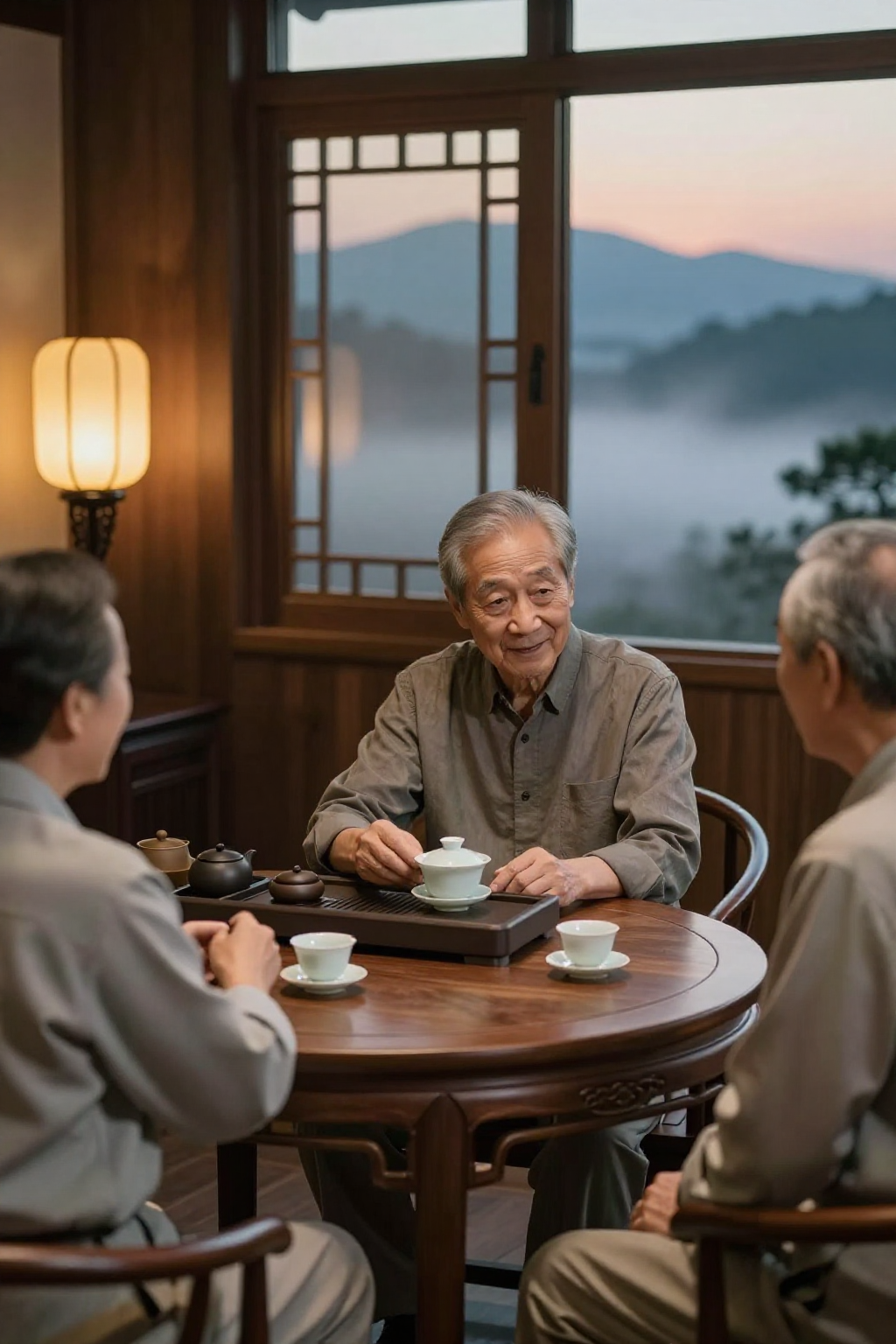 傍晚的圆桌茶席