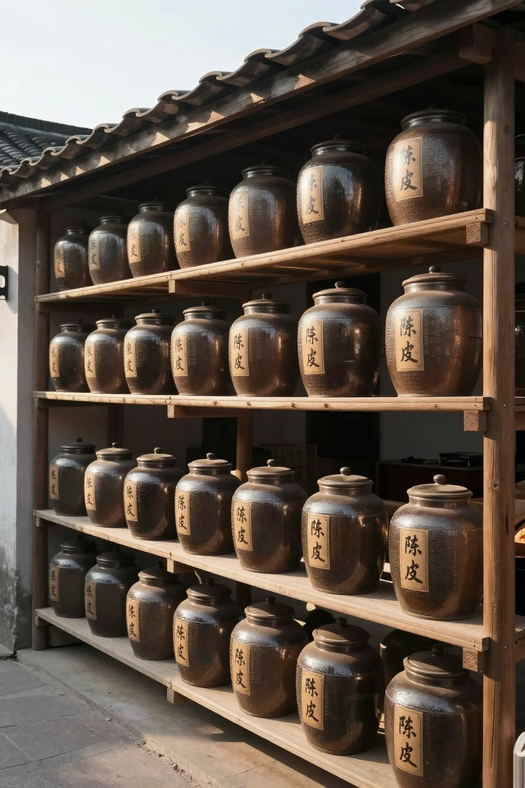 新会陈皮村老店铺传统陈皮陶罐