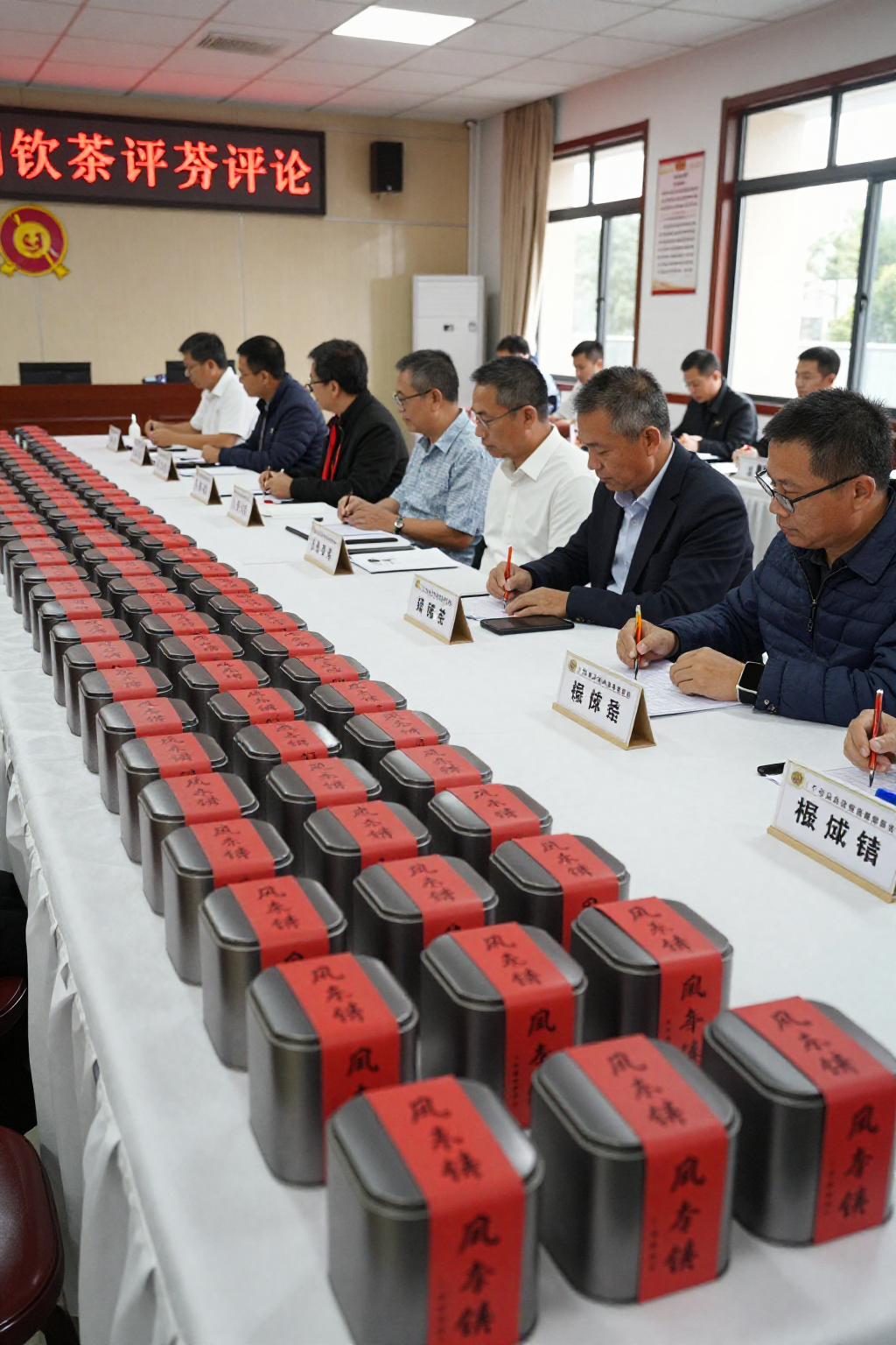 凤凰镇茶王赛1005份茶样评比现场