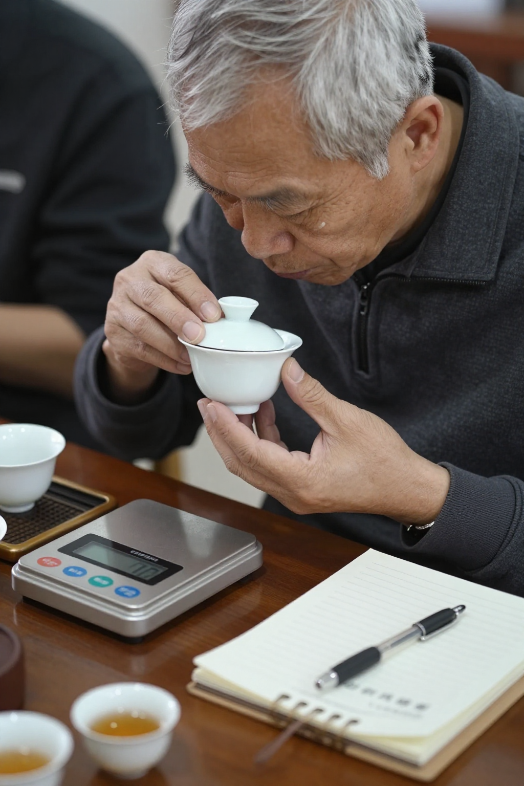 潮州工夫茶评审现场陈伯闻盖香
