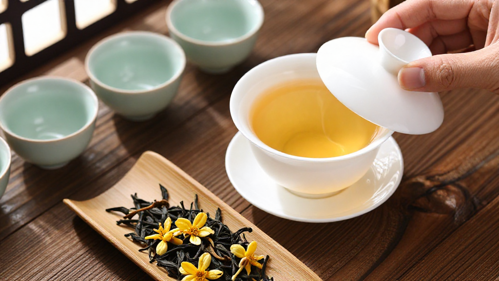 黄枝香产品近景 茶汤金黄透亮 竹盘干茶