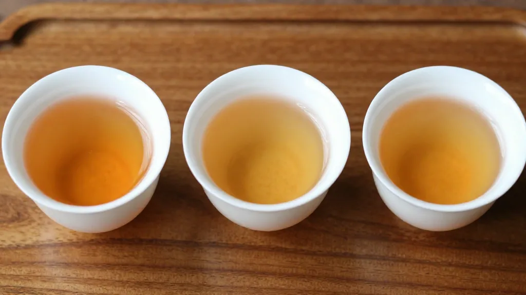 三杯对比：纯秋茶、拼配、高山料